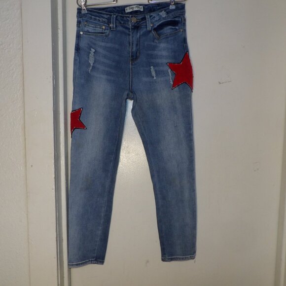 Indigo Rein Star Spangled Lightly Distressed Skinny Jeans Sz 11 - Picture 1 of 6